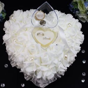 Wedding Ceremony Ivory Satin Crystal Bearer Pillow Cushion Ring Pillow