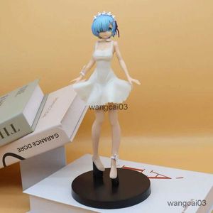 Action Toy Figures Anime Girl Character Figure Anime Figure Special Series In White skirt Blue Maid Outfit Doll Model box-packed