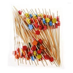 Disposable Flatware 100pcs Bamboo Fork Buffet Fruit Desserts Pick Skewer Food Cocktail