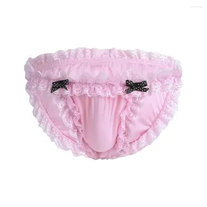 Underpants Sissy Panties Mens Lace Ruffles Underwear Brim Briefs Pouch Gays Lingerie Imitates Bikini Erotic Hombre Elasticity