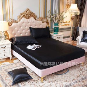 Color: Ding Shui Washed Imitation Solid Ice Silk Bed Fitted Sheet, Pillow Case