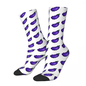 Men's Socks Funny Crazy Compression Eggplant Sock For Men Hip Hop Harajuku Stardew Valley Happy Quality Pattern Printed Boys Crew