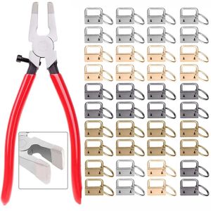 Rings 20/40/60pcs Webbing Tail Clip Key Fob Hardware 25mm Keychain Split Ring with Tool Pliers for Wrist Wristlets Cotton Tail Clip