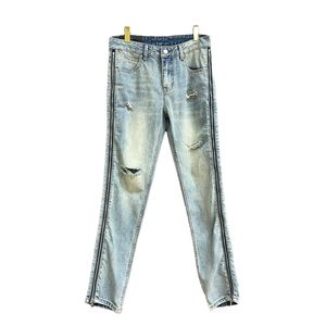 24ss Spring/Summer new side zipper jeans Vintage wash classic five pocket design to make old casual jeans