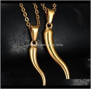 Colares pendentes Colar de chifre italiano aço inoxidável para homens homens cor de ouro 50cm nxdar fb2ti5744797
