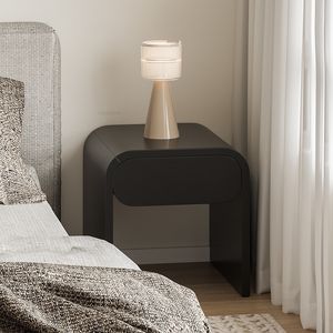 Nordic Light Luxury Wood Nightstands Bedroom Möbler Simple Home Single Drawer Bedside Table Retro Curved Storage Cabinet GM