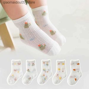 Kids Socks 1 pair of childrens mesh socks spring and summer newborn socks baby and girl combination cotton cartoon childrens socks Q240413