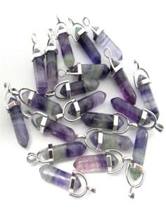 Natural stone fluorite Quartz Crystal Turquoises lapis tiger eye chakra pendant for diy Jewelry making necklace Accessories24pcs 23100553