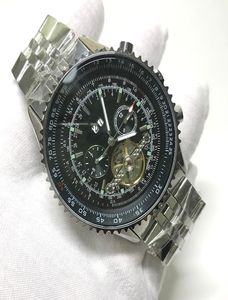 3 stili Scheletro Vuota a mosca orologio nero quadrante nero Breit originale Uomini di lusso spazzante orologi in pelle marrone Waterproof 3309985