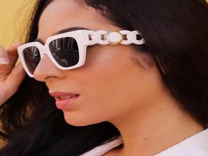 Quadratische Sonnenbrille Frauen Weiß übergroß