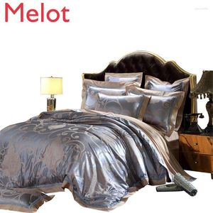 Bedding Sets Yaotai Living Luxury Yarn-Dyed Silk Cotton Jacquard Four Or Six-Piece Mulberry Real Quilt Cover European Kit