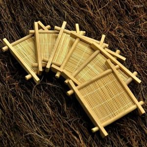 Vassoi da tè 6 pezzi/lotto tazza di bambù tap quadrata fatta a mano per kungfu set classici sottobicchieri strumenti pastorali decorazione per la casa