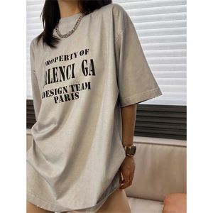 High quality designer clothing summer blcg star dot letter print worn heavy industry washing mens womens Short Sleeve T-Shirt