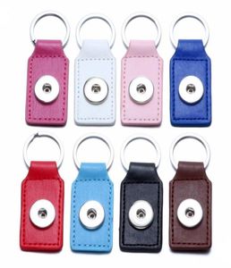 Keychains Fashion 8 Colors PU Leather Snap -knapp Keychain Nyckelringar Fit DIY 18mm smycken Drop Leverans 2021 Tillbehör DH28119048