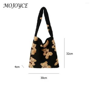 Shoulder Bags Women Autumn Bear Pattern Totes Fashion Plush Top-handle Handbag Simple Female Daily Bag