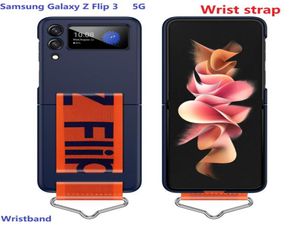 Przypadki opaski dla Samsung Galaxy Z Flip 3 5G Case Camera Ochrony uchwyt na nadgarstek Pasek plastikowy PC tylna pokrywa 5654031