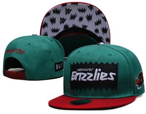 American Basketball Grizzlies Snapback Hats Teams Luksusowe projektantów finałów szatnia Casquette Sport Hat Strapback Shape Regulated Cap A0