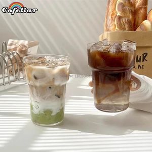 Kieliszki do wina Minimalistyczne odporne na ciepło kaskadowe filiżanki Ice American Latte Sok kawy Sparujący Woda Lekko Wysoka Szklanka borokrzemowe