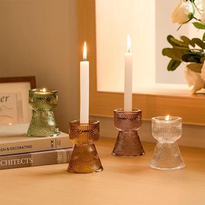 Pakiet świec z 4 szklanego stojaka na ślubne stół do jadalni dekoracja dekoracyjna słupek świecznika uchwyt
