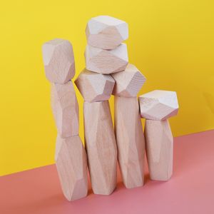 Träleksak för barn som bygger lätt träbalanseringsblock Utbildning Toy Baby Stacking Game Creative Burlywood Stone