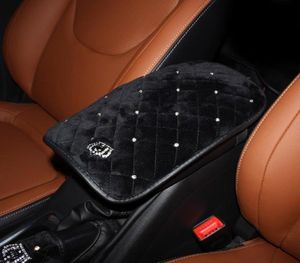 Crown Crystal Plush Car Armrests Cover Pad Universal Center Console Auto Arm Rest Seat Box Cushion Covers Protector Black7085671