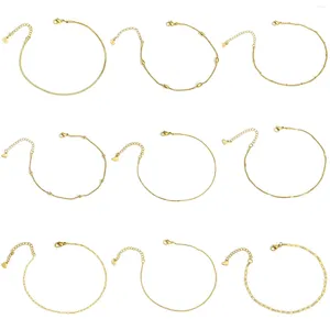 Tornozeletes 1pc simples 304 aço inoxidável tornoziga dourada colorida de link artesanal pulseira de cadeia para mulheres festas a pé de 22 cm de comprimento