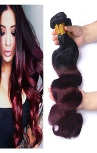 Burgundowe Ombre Hair 1B99J Wave Body Fala 3 Retka 8A Malezji peruwiańskie wina brazylijskie czerwone ombre remy ludzkie włosy splaty Extens3666829