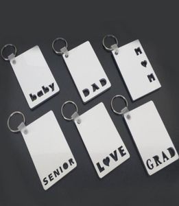 Sublimation Keychain LOVE GRAD DAD MOM SENIOR Key Chain Creative DIY Gift Blank MDF Keyrings 20pcs1870817