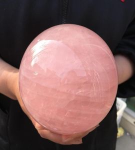 Grande tamanho rosa natural rosa quartzo esfera de cristal bola cura6077812