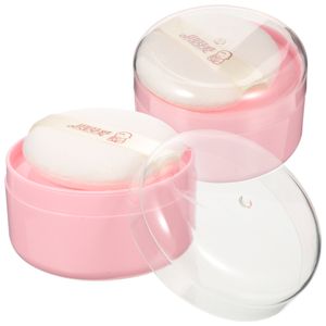 2pcs Body Powder Puffs Boxes Loose Powder Containers Dusting Powder Boxes with Puffs