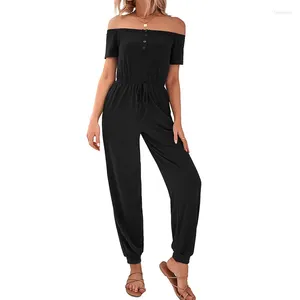 女性用パンツQybian Bodysuit Solid Off-Shoulder Jumpsuits Rompersポケット衣料品の販売とカジュアルな快適なジャンプスーツ