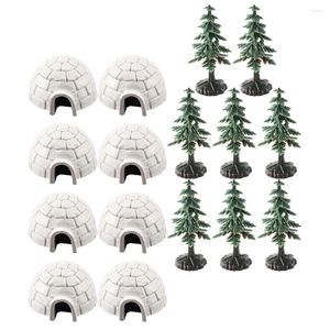 Bahçe Dekorasyonları Igloo Model Yatak Odası Dekoratif Buz Evi Oyuncak Set Mini Noel Noel Ağacı Plastik Figürinler Aetstetik İçin