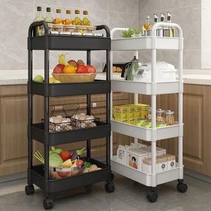 Kitchen Storage 3/4 Level Stroller Frame With Wheel Handles. Plastic Rack Mobile Cart Multifunctional