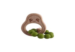 Nuovo arrivato Avocado bambino teether teether anelli di grado alimentare Anello di dentizione in legno di faggio in legno Soithes silicone perle di dentizione B27421300792