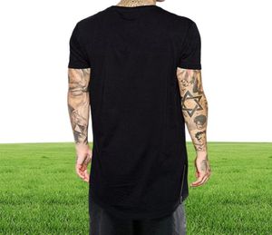 新しい衣類メンズブラックロングTシャツジッパーヒップホップロングライン特別長さのトップスティーTシャツ背のTSHIRT2456667