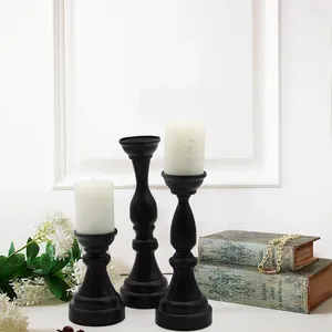 Kerzenhalter schwarz für Säulenkerzen Europäische Dekor 3pcs/Set Candlestick Halter Mantel Kamin Mittelstücke Esszimmer
