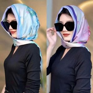 Scarves Sun-Resistant Muslim Turban Summer Soft Simulation Silk Hijab Cap Breathable Islamic Hat Women