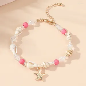 Очарование браслетов Bohemian Starfish раковина браслет для женщин розовые зеленые бусины Девушки для девочек летние пляжные шрифты