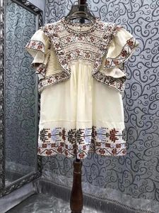 Kadınlar bluzları Blusas feminino 2024 İlkbahar Yaz Moda Yüksek Kaliteli Pamuk Kadınlar Dantel Nakış Bluz Bayanlar Vintage Baskı