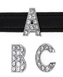 20PClot 10mm A T silver rhinestones bling Slide letter diy Charms fit for 10MM keychains leather wristband8466183