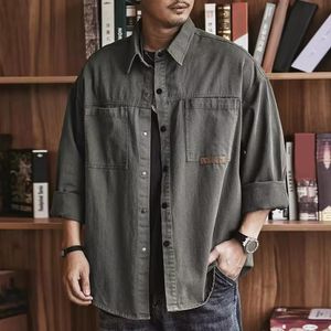 Mänskjorta Casual Men's Cargo Shirt med Turn-Down Collar Single-Breasted Design Plus Size Pockets Soft Breattable Mid for Men