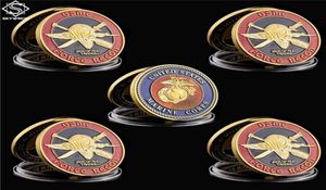 5PCS USA Challenge Coin Navy Marine Corps USMC Force Recon Military Craft Gift Gold Collection Gifts4543587