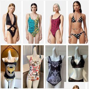 Damen Badebekleidung Designer Bikini Badeanzug y Schwimmanzug ein Stück Rückenfreie schnelle trocknende Sonnenschutz Bogen hohe Taille Hohlaushöhle Falten Dhuq5