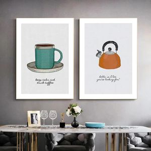 Toster czajnik kawy Kettle Blender Wall Art Płótna malowanie plakatów nordyckich i drukowania zdjęć ściennych do wystroju pokoju kuchennego