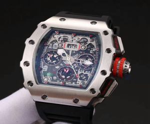 Brand Watch 43mm Movimento automático Titanium carbono 904L de aço inoxidável vidro temperado de vidro temperado 1103 Caso de prata Men039S7964494