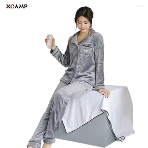 Hemkläder Xcamp Autumn Winter Women Pyjamas Set Coral Fleece Sleepwear Warm Bathrobe Nightgowns For Setes