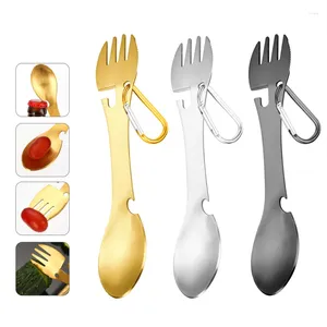 Coffee Scoops Outdoor Camping Stainless Steel 5 In 1 Integrated Spoon Fork Tableware MultiFunction Cutlery Picnic Cutting Knife Bottle