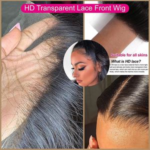 Deep Wave HD 13*4 Spets Front Wig Malaysian Virgin Human Hair Curly Free Part 150% 180% 210% Densitet Hårprodukter 10-34 tum naturlig färg