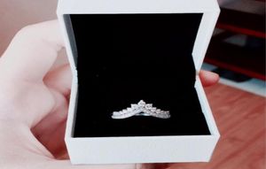 Ny prinsessan Wish Ring Original Box för 925 Sterling Silver Princess Wishbone Rings Set CZ Diamond Women Wedding Gift Ring8289149