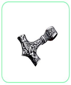 Vintage Men039s Wisiant ze stali nierdzewnej Naszyjnik Grawerowanie Viking Hammer Mjolnir Norse Jewelry9569426